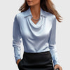Sylvie | Blusa con lucentezza lussuosa e scollatura plissettata