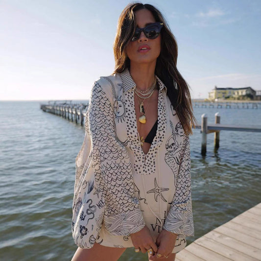 RoyalHoliday™ | Camicia Stampata & Pantaloni Corti con Vita Elastica