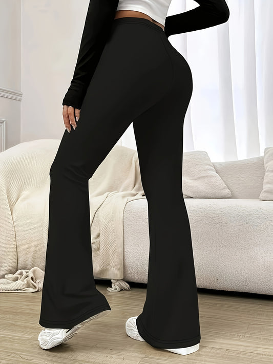 Pantaloni Flared a Vita Alta in Nero
