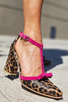 31 Leontina | Sandalias verdes con estampado de leopardo y acento de color