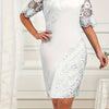 Bianca™ – Abito Bodycon Midi con Ricami Floreali & Maniche Trasparenti