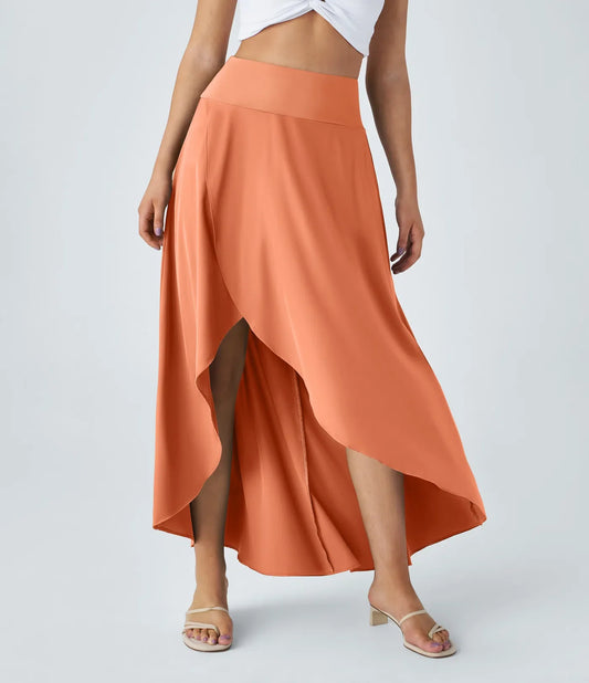 Natalia | Gonna Elegante e Confortevole con Spacco Arancione