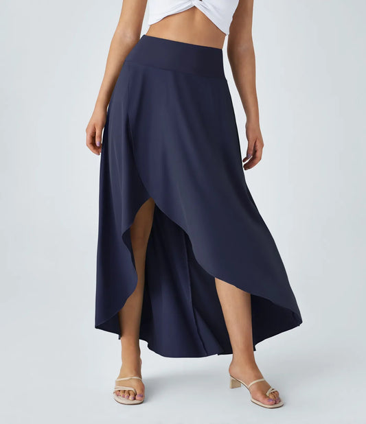 Natalia | Gonna Elegante e Confortevole con Spacco Blu Scuro