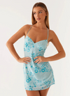 VESTITO MINI RICAMATO CON SCHIENA INCROCIATA