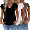 Set di Tre T-Shirt V-Neck a Colori Pieni Realizzate in Colorato per Primavera e Estate