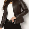 Giacca Elegante in PU Pelle con Zip Completa