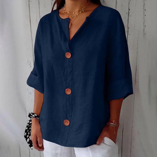 Noora™ | Blusa in lino rilassata per un'eleganza senza tempo