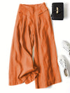 Pantaloni Cropped in Lino a Gamba Larga
