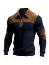 Maglione Jacquard a Maniche Lunghe da Uomo per Autunno-Inverno | Elegante Collo Alto, Zip Frontale, Strisce a Blocchi di Colore, Tunica Casual per il Weekend, Spessa