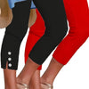 Pantaloni Capri Slim con Bottoni a Contrasto