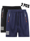 2 pezzi di pantaloni corti casual da uomo per sport all'aperto - Pantaloni corti estivi casual da uomo con tasche con zip, design semplice a tasche multifunzionali, adatti per l'uso quotidiano, corsa, fitness e viaggi all'aperto. Tessuto in maglia 100% po