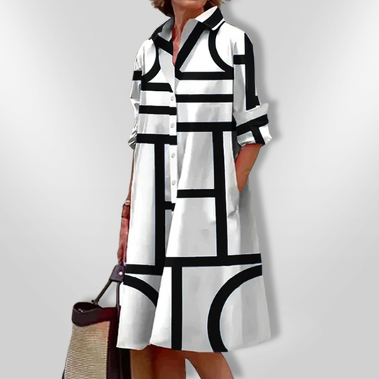 Leviana™ | Abito Midi con Motivo Geometrico