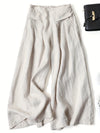 Pantaloni Cropped in Lino a Gamba Larga