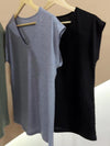 Set di Tre T-Shirt V-Neck a Colori Pieni Realizzate in Colorato per Primavera e Estate