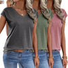 Set di Tre T-Shirt V-Neck a Colori Pieni Realizzate in Colorato per Primavera e Estate