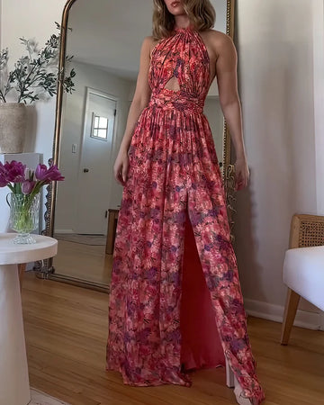 Isa Luna | Abito Maxy senza schiena con stampa floreale