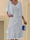 Daria™ – Abito Chiffon Taglie Forti con Scollo a V & Volant
