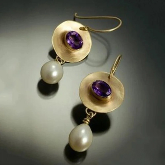 Vintage Orecchini in Oro con Zirconia Viola