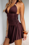 VESTITO MINI HALTER DRAPEATO