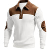 Maglione Jacquard a Maniche Lunghe da Uomo per Autunno-Inverno | Elegante Collo Alto, Zip Frontale, Strisce a Blocchi di Colore, Tunica Casual per il Weekend, Spessa
