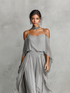 Completo Chiffon Grigio Donna Spalle Nude e Silhouette Svasata