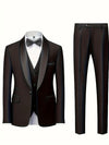 Completo da Uomo 3 Pezzi - Giacca - Gilet - Pantaloni - Cravatta Formale - Completo da Sposa - Gilet - Uniforme da Lavoro - Regalo di Natale