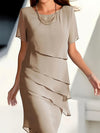 Allegra™ – Abito Midi in Chiffon con Collo a Barchetta & Volant