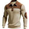 Maglione Jacquard a Maniche Lunghe da Uomo per Autunno-Inverno | Elegante Collo Alto, Zip Frontale, Strisce a Blocchi di Colore, Tunica Casual per il Weekend, Spessa