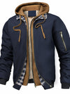 Giacca da Uomo con Cappuccio in Colore Unito - Giacca con Zip in Vestibilità Larga, Con Zip Frontale a Lunghezza Completa, Foderata per Primavera/Autunno/Inverno, Abbigliamento Casual (Nessuna Cintura Richiesta)