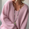 Maglia Soffice con Scollo a V e Spalla Scesa