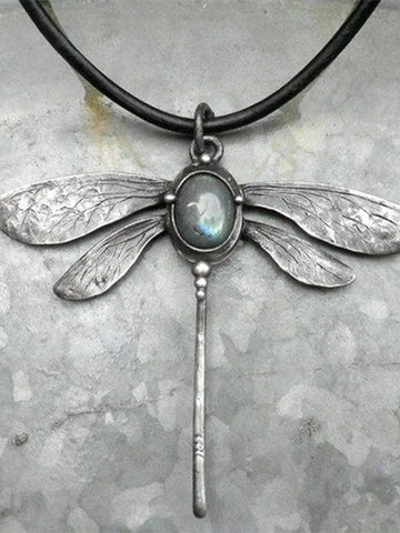 Ginevra® – Collana Vintage con Pendente Libellula e Pietra di Luna