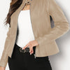 Giacca Elegante in PU Pelle con Zip Completa