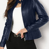 Giacca Elegante in PU Pelle con Zip Completa
