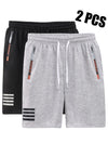 2 pezzi di pantaloni corti casual da uomo per sport all'aperto - Pantaloni corti estivi casual da uomo con tasche con zip, design semplice a tasche multifunzionali, adatti per l'uso quotidiano, corsa, fitness e viaggi all'aperto. Tessuto in maglia 100% po