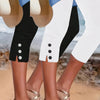 Pantaloni Capri Slim con Bottoni a Contrasto
