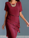 Allegra™ – Abito Midi in Chiffon con Collo a Barchetta & Volant