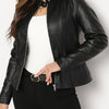 Giacca Elegante in PU Pelle con Zip Completa