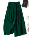 Pantaloni Cropped in Lino a Gamba Larga