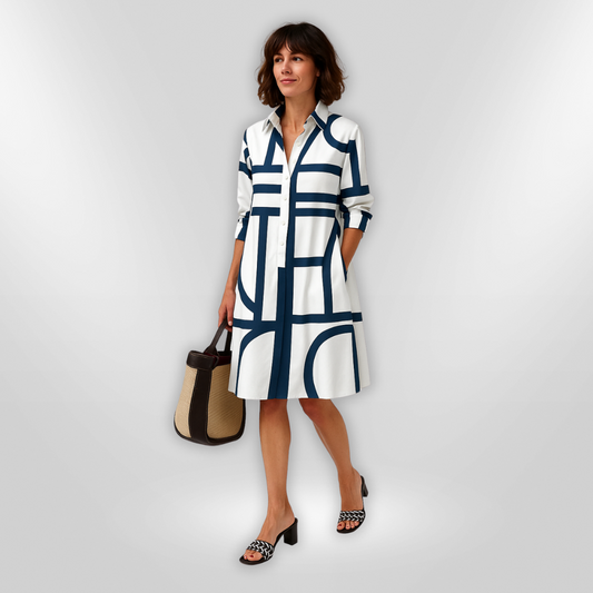 Leviana™ | Abito Midi con Motivo Geometrico