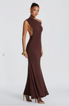 VESTITO MAXI ASIMMETRICO CON SCHIENA SCOPERTA