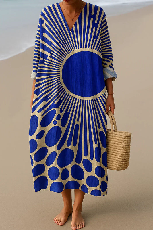 ELARA™ | ABITO IN COTONE BLU SOLE - ISPIRATO ALL'ARTE