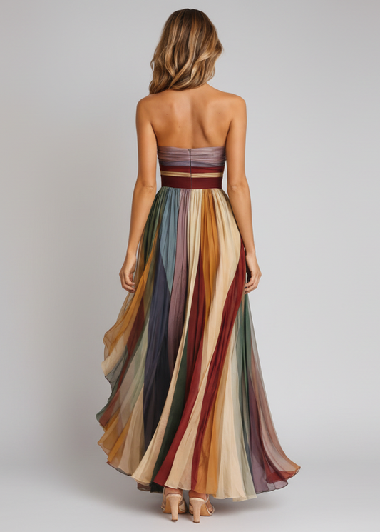 HERA IL VESTITO LUNGO PLISSETTATO MULTICOLOR