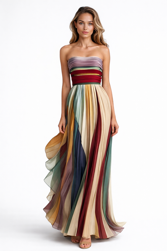 HERA IL VESTITO LUNGO PLISSETTATO MULTICOLOR