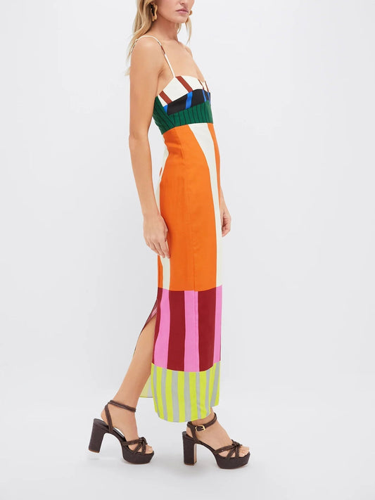 ABITO STRISCE GEOMETRICHE MULTICOLOR