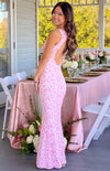 Farida - Abito Maxi in Pizzo Rosa