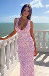 Farida - Abito Maxi in Pizzo Rosa