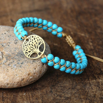 Bracciale Albero della Vita Fatto a Mano Pietra Turchese