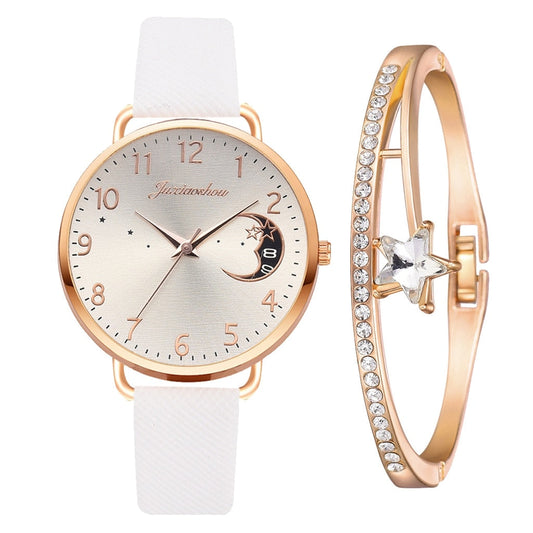 Orologio con Quadrante Moon Numbers e Set di Bracciali