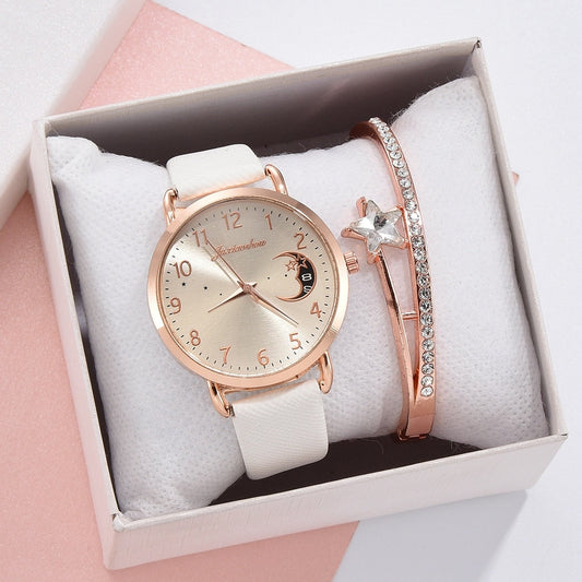 Orologio con Quadrante Moon Numbers e Set di Bracciali