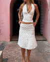 COMPLETO HALTER MIDI STAMPATO